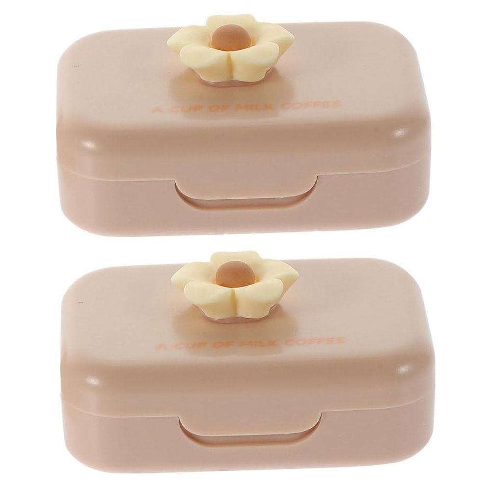 Anneome 2 Sets Portable Contact Lens Box Adorable Lens Case for Travel and Daily Small Fits Pocket