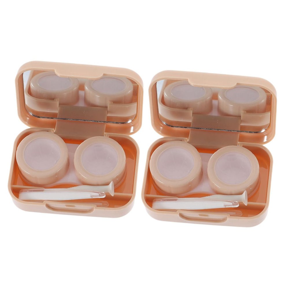 COLLBATH 2 Sets Portable Contact Lens Box Case Lens Holder for Organizer Travel Carrying