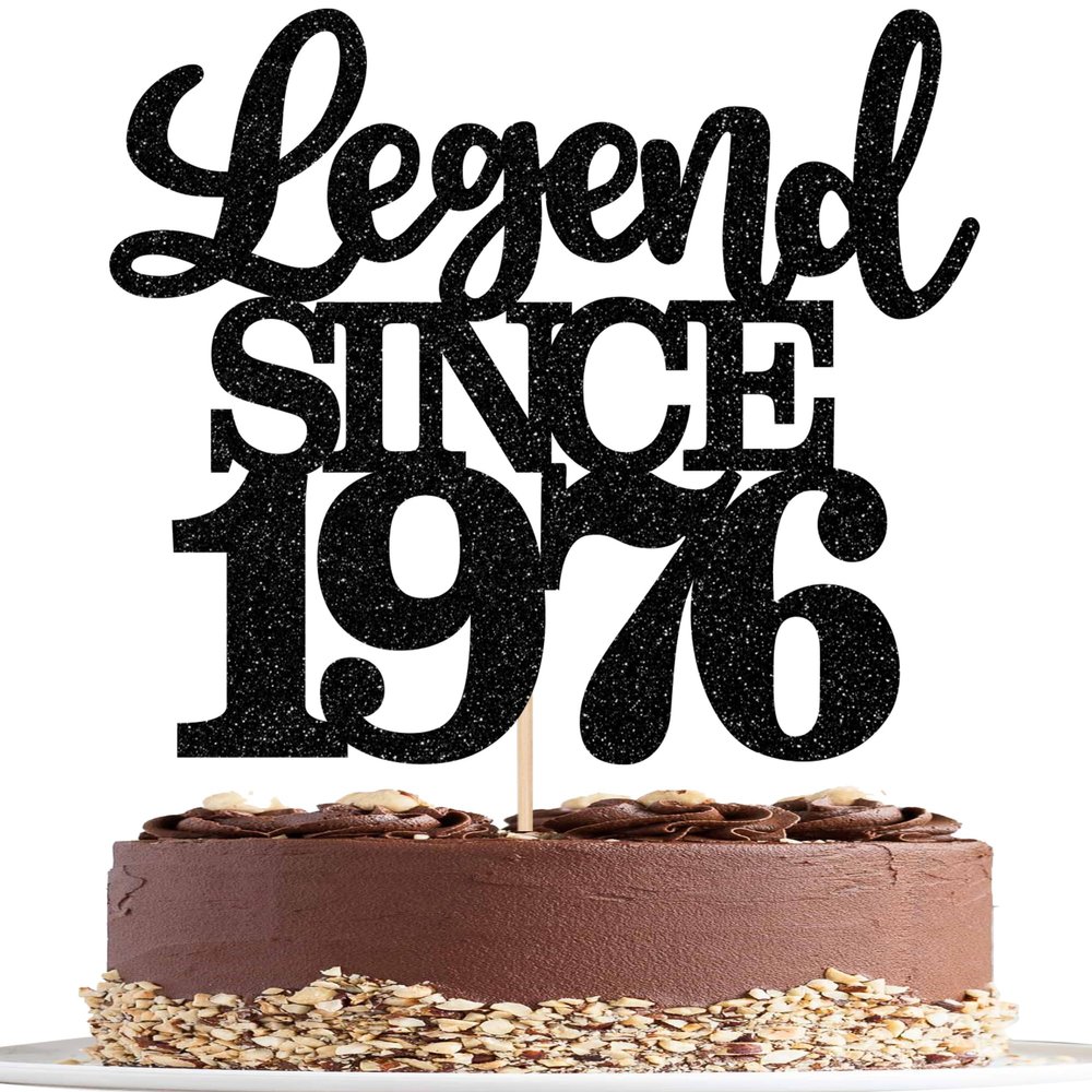 SYKYCTCY 1 Pack Legend Since 1976 Cake Topper Glitter Happy 50th Birthday Cake Pick 50 Fabulous Cake Decorations for Cheers to 50th Birthday Wedding Anniversary Party Supplies