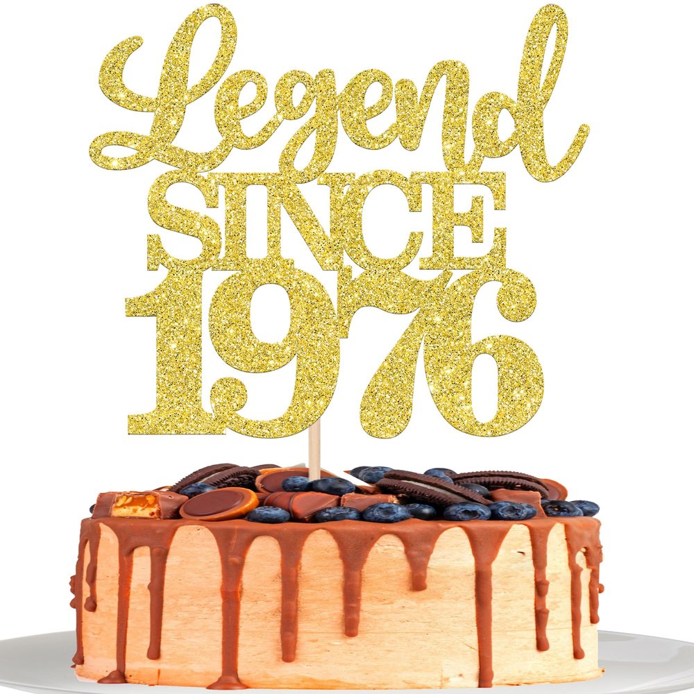 SYKYCTCY 1 Pack Legend Since 1976 Cake Topper Glitter Happy 50th Birthday Cake Pick 50 Fabulous Cake Decorations for Cheers to 50th Birthday Wedding Anniversary Party Supplies