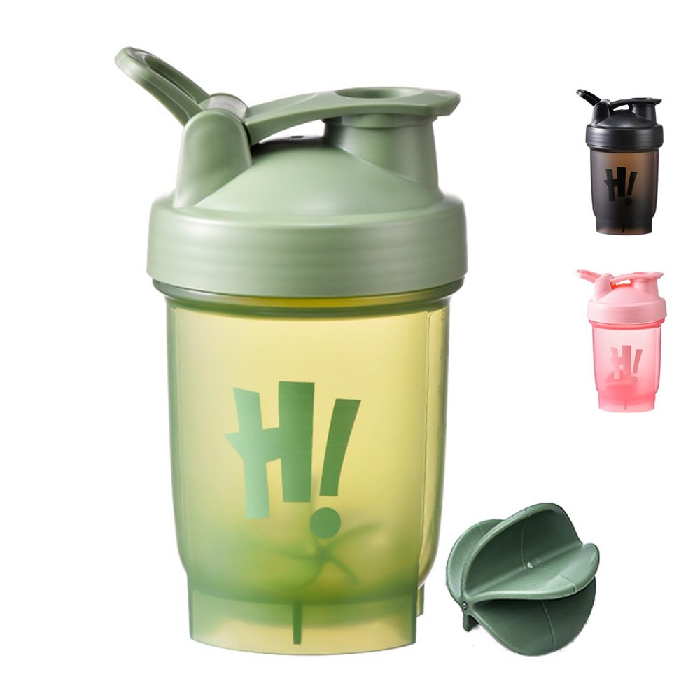 chongning Protein Shaker Bottle with Mixing Ball, 350ml Protein Powder Shaker Bottle, Leakproof Flip On Lid, Sports Gym Supplement Shaker Cup, Mini Water Bottle for Protein Shakes, BPA Free (Green)