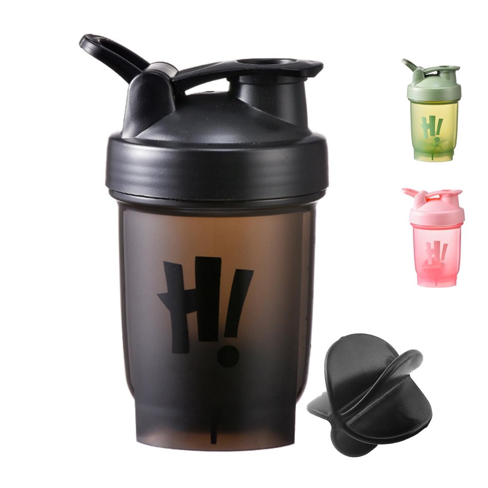 chongning Protein Shaker Bottle with Mixing Ball, 350ml Protein Powder Shaker Bottle, Leakproof Flip On Lid, Sports Gym Supplement Shaker Cup, Mini Water Bottle for Protein Shakes, BPA Free (Black)