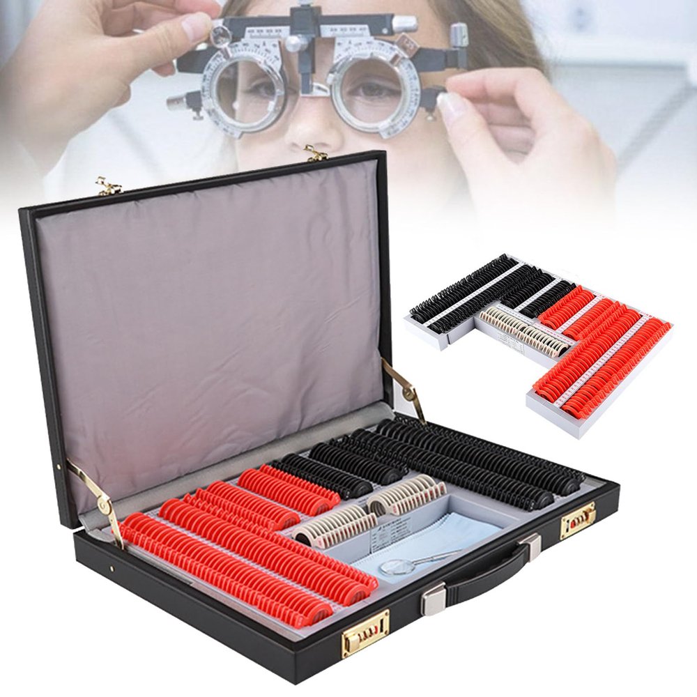 Naturalpowev Optical Trial Lens Set, 266 PCS Trial Lens Set with Leather Password Box, Easily-Distinguished Lenses, Use for Optometrists, Vision Testers and Household