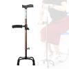 Walking Stick with Stable Quad Cane Base, Brown Adjustable Height Stand Assist Walking Cane for Seniors, Elderly, Disabled view 1