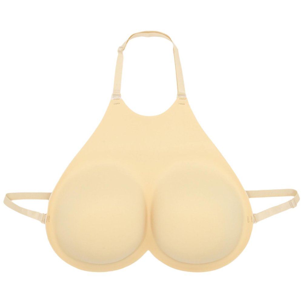 inhzoy Sponge Fake Breasts F Cup Breastplate Adjustable Straps Fake Boobs Crossdresser Cosplay Drag Queen Prosthesis Nude One Size