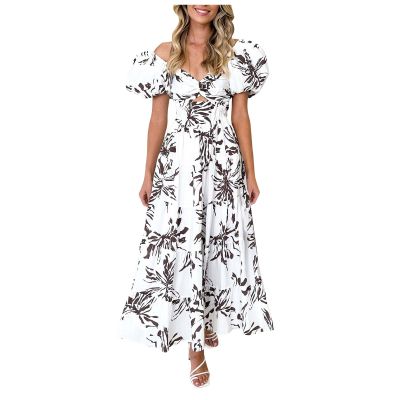 WILLBEST high Neck Dress for Women Black Dresses Summer Clothes Light Dress for Woman Linen wrap Tube Tops Ruffle Hem Office Casual Business Flowy Trendy Linen Wedding Guest Puff Sleeve