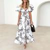 WILLBEST high Neck Dress for Women Black Dresses Summer Clothes Light Dress for Woman Linen wrap Tube Tops Ruffle Hem Office Casual Business Flowy Trendy Linen Wedding Guest Puff Sleeve view 2