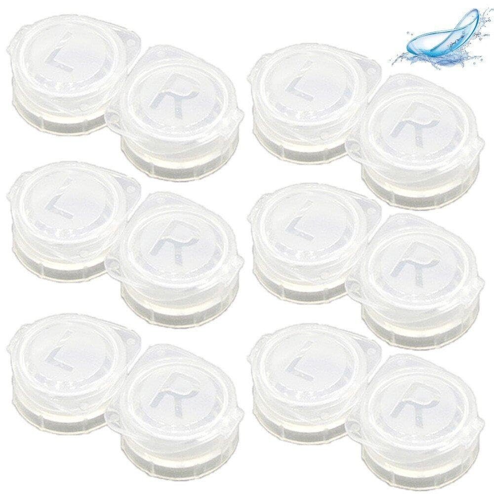 Keuyeo 6pcs Simple Contact Lens Case Box Eyewear Accessories Cute Travel Box Container for Lenses