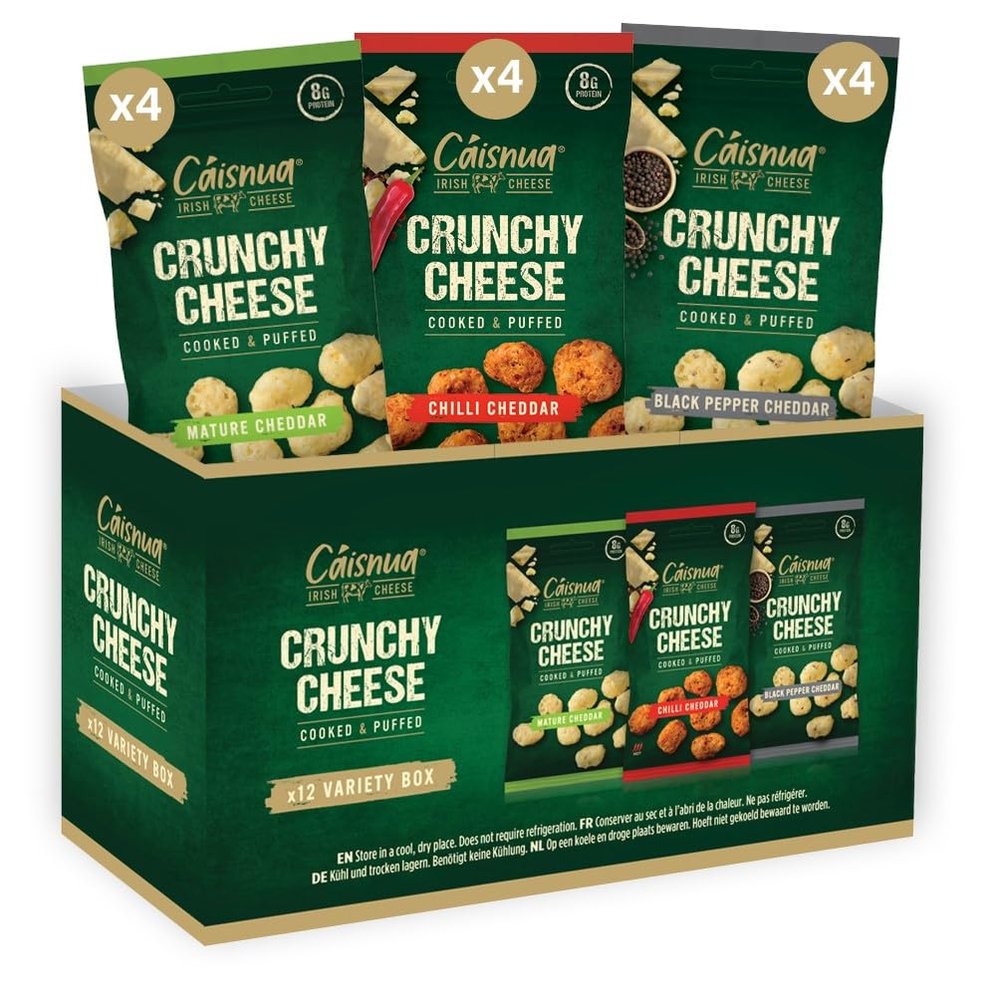 Cisnua Puffed Cheese Snacks Variety Pack of 12 x 20g - Cheese Crisps Multipack Snack Crunchy Keto Snacks, 8g Protein, Low Carb, Vegetarian, Gluten Free