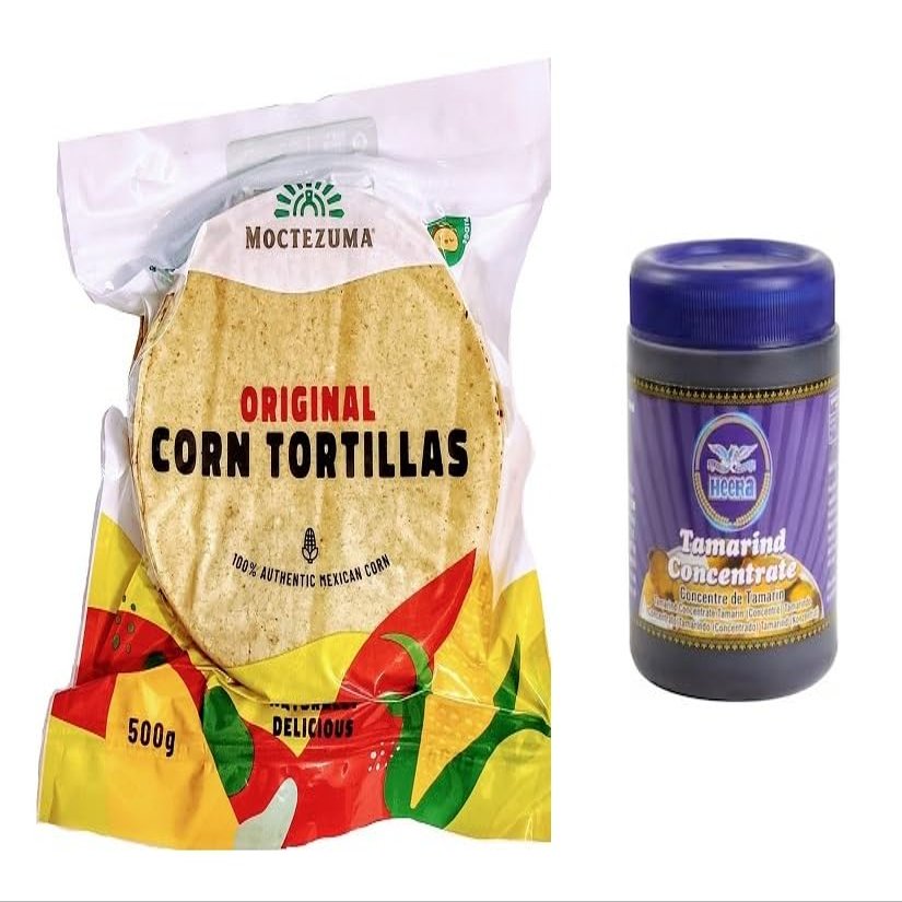 Real Mexican Tortillas with Nixtamal 500 g Vegan, GMO Free, Gluten Free and Tamarind Paste, 100% Natural, 200 g