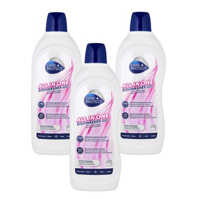 Care+Protect Dishwasher Gel All In One: Degreaser - Rinse Aid - Salt - Odor Neutralizer - Extra Powerful on Grease and Dirt - Active In Short Cycles - Maxi Pack