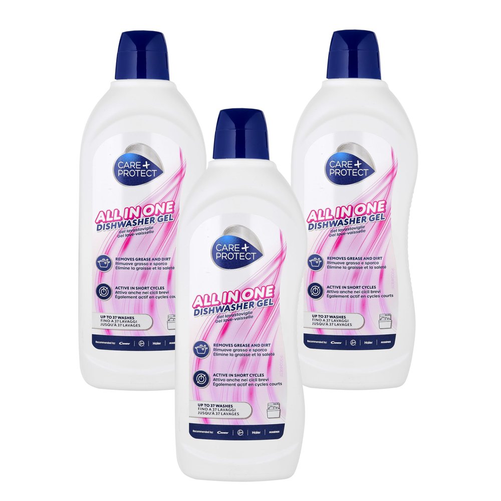 Care+Protect Dishwasher Gel All In One: Degreaser - Rinse Aid - Salt - Odor Neutralizer - Extra Powerful on Grease and Dirt - Active In Short Cycles - Maxi Pack