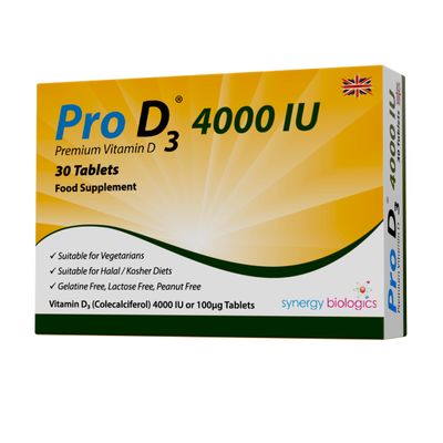 Pro D3 4000 IU Tablets | Premium Vitamin D3 | 30 Tablets | Gelatine Free, Lactose Free, Dairy Free, Nut Free | Suitable for Vegetarians, Halal & Kosher Diets | Made in The UK
