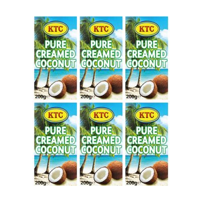 Creamed Coconut 200g x 6 | Natural Coconut Flavor | Perfect for Cooking and Baking | Bulk Pack for Restaurants and Families | Rich and Creamy Texture | Long Shelf Life