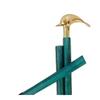 Vintage Walking Stick Brass Designer Dolphin Handle Leather Wooden Cane view 1