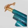 Vintage Walking Stick Brass Designer Dolphin Handle Leather Wooden Cane view 2