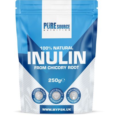 Inulin Powder High Grade Prebiotic Soluble Fibre Powder - Vegan GMO Free Made in EU from Natural Chicory Root Fructo OligoSaccharide FOC by Pure Source Nutrition (250g)