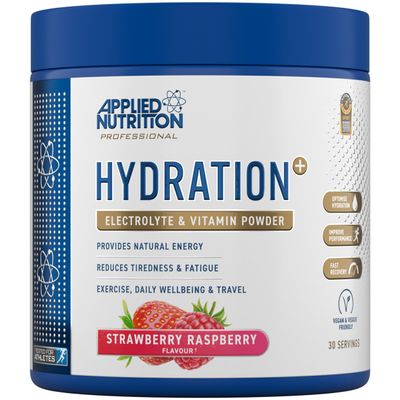 Applied Nutrition Hydration+ Electrolytes and Vitamin Powder Sugar-Free Hydration Drink Mix for Energy Recovery and Electrolyte Replenishment - Strawberry Raspberry - 240g (30 Servings)