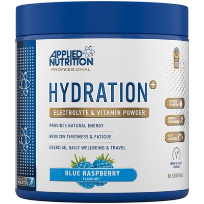 Applied Nutrition Hydration+ Electrolytes and Vitamin Powder Sugar-Free Hydration Drink Mix for Energy Recovery and Electrolyte Replenishment Blue Raspberry - 240g (30 Servings)