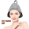 COLLBATH Felt Sauna Hat and Glove Set for Men and Women Breathable Sauna Cap with Cushion Grey Protective Hair Cover for Steam Bath view 4
