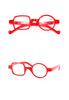 Ashilun One Square One Round Irregular Reading Glasses Retro Readers with Spring Hinge (0.0,Red) view 3