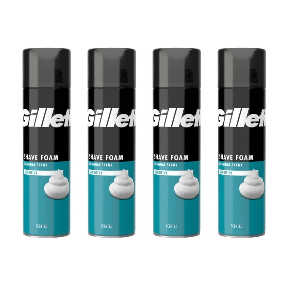 Sensitive Shave Foam 200ml - Shaving Foam For Sensitive Skin From - Provides a Close, Smooth Shave - Pack of 4 x 200ml