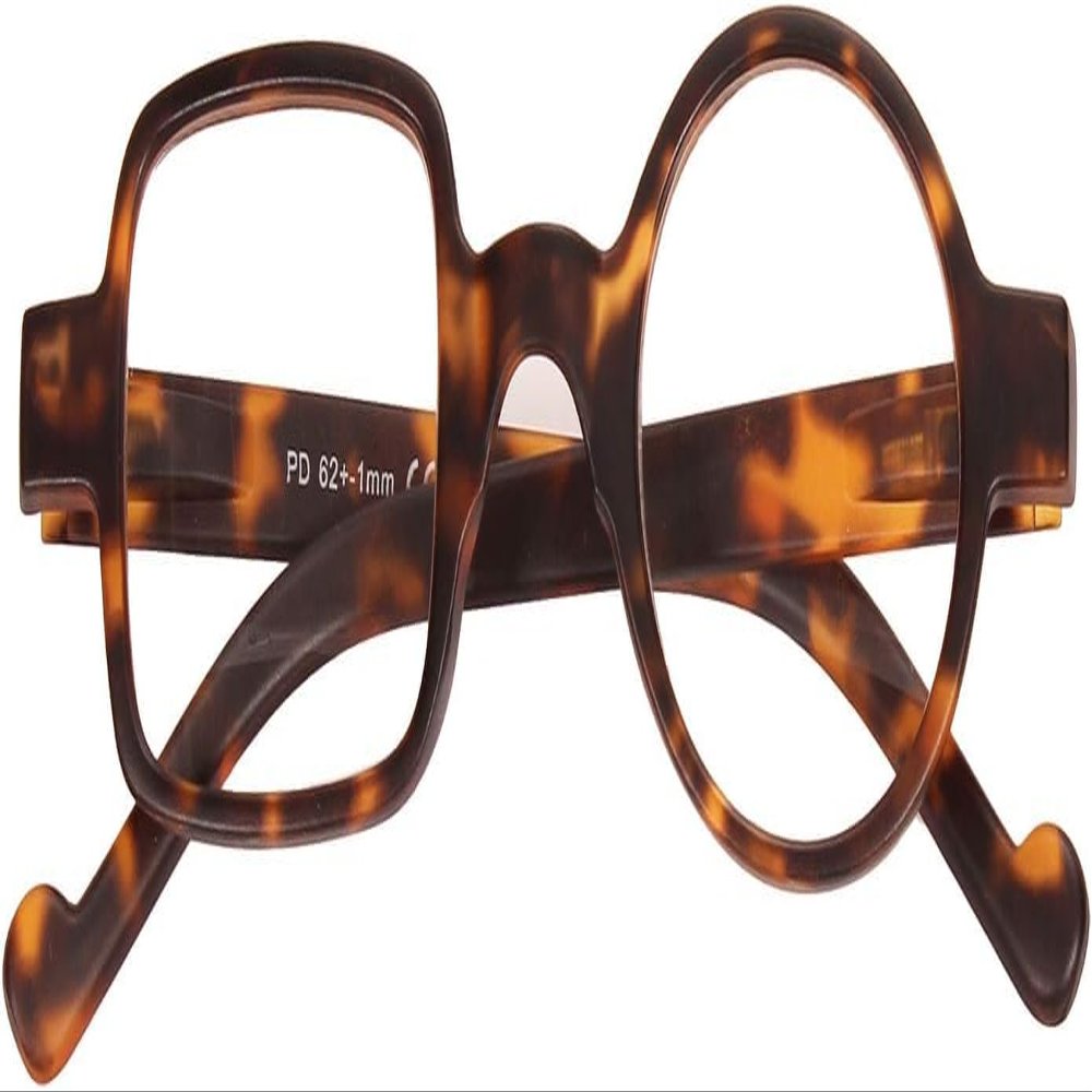 Ashilun One Square One Round Irregular Reading Glasses Retro Readers with Spring Hinge (+300,Yellow Leopard)