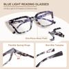 SKYWAY 2 Pack Reading Glasses for Women, Stylish Large Frame Blue Light Blocking Computer Readers, Square Ladies Glasses with Spring Hinge,Black Tortoise/Floral Tortoise,2.0+ view 3