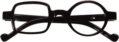 Ashilun One Square One Round Irregular Reading Glasses Retro Readers with Spring Hinge (+300,Black)