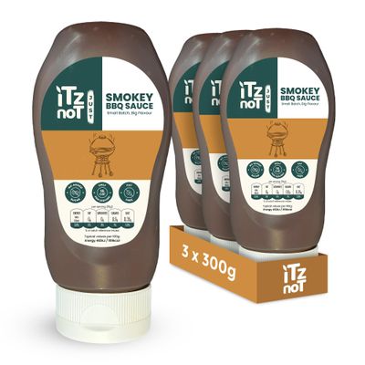 iTz noT jusT BBQ Sauce (Pack of 3, 300ml) The Ultimate Smokey and Tangy BBQ Sauce, Vegan BBQ Sauce for Burgers, add Tofu. No Added Sugar, Low Calorie and Keto Friendly