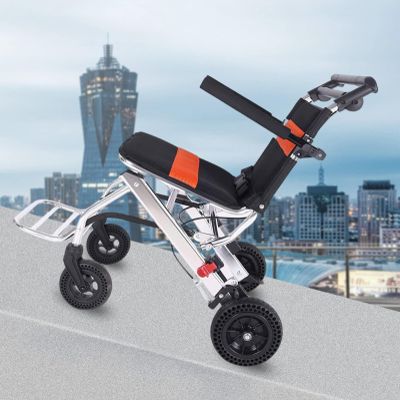 001,FreshCart Basics Lightweight Folding Wheelchair, Portable Travel Wheelchairs with Hand Brake Aluminum Alloy Trolleys Transit Wheelchair for Adults Children and Elderly