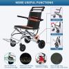 001,FreshCart Basics Lightweight Folding Wheelchair, Portable Travel Wheelchairs with Hand Brake Aluminum Alloy Trolleys Transit Wheelchair for Adults Children and Elderly view 4