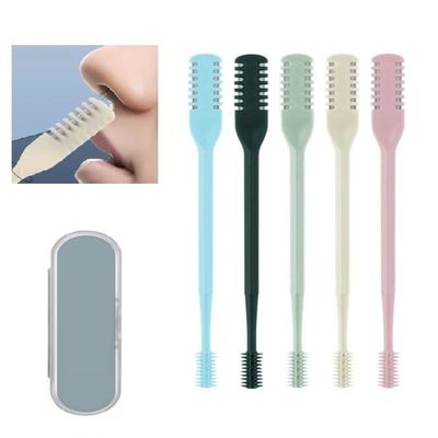 2024 New 2-in-1 Nasal Hair Cutter, Nostril Hair Remover Tool, Double Sided Nose Hair Knife, Portable Manual 360 Rotating Nose Hair Trimmer with Ear Picker for Women Men (5 Colors, 5PCS)