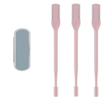 2024 New 2-in-1 Nasal Hair Cutter, Nostril Hair Remover Tool, Double Sided Nose Hair Knife, Portable Manual 360 Rotating Nose Hair Trimmer with Ear Picker for Women Men (Pink, 3PCS)