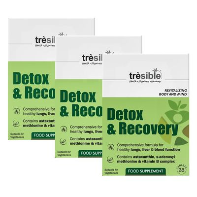Trsible High Strength Detox Supplement | Liver, Lungs, Blood | Detox & Recovery 84 Tablets | Astaxanthin, Taurine | Vegetarian, Halal | Pack of 3 (28 Tabs Per Pack) (3)