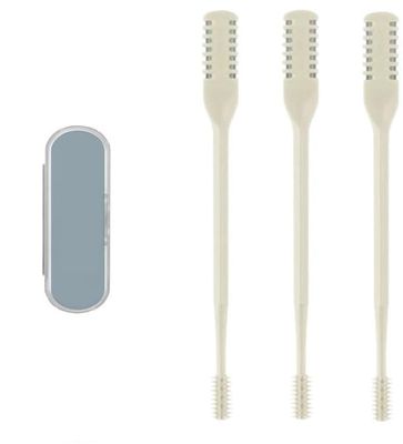 2024 New 2-in-1 Nasal Hair Cutter, Nostril Hair Remover Tool, Double Sided Nose Hair Knife, Portable Manual 360 Rotating Nose Hair Trimmer with Ear Picker for Women Men (Off White, 3PCS)