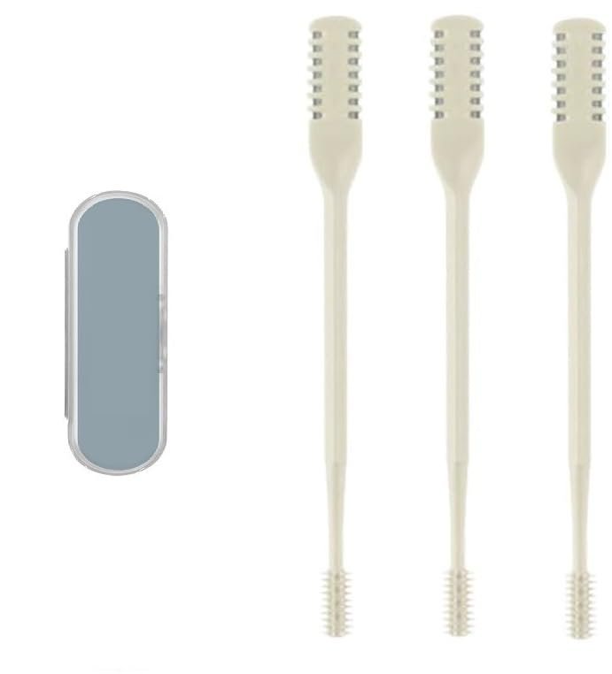 2024 New 2-in-1 Nasal Hair Cutter, Nostril Hair Remover Tool, Double Sided Nose Hair Knife, Portable Manual 360 Rotating Nose Hair Trimmer with Ear Picker for Women Men (Off White, 3PCS)