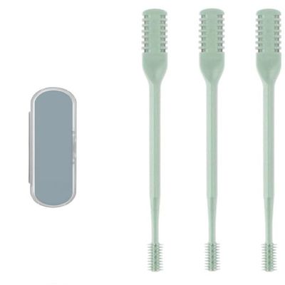 2024 New 2-in-1 Nasal Hair Cutter, Nostril Hair Remover Tool, Double Sided Nose Hair Knife, Portable Manual 360 Rotating Nose Hair Trimmer with Ear Picker for Women Men (Green, 3PCS)