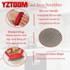 YZTOOM Cast Iron Scrubber, Iron Chainmail Scrubber Skillet Cleaner with Silicone Handle, Stainless Steel Chain Mail Scrubber for Cast Iron Skillets view 3