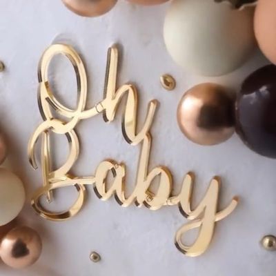 Oh Baby Cake Topper,Acrylic Baby Shower Cake Decorations for First Birthday/Gender Reveals Party, Photo Booth Props