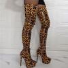 SPONYBORTY Women's Fashion Leopard Overknee Boots Sexy Platform Thigh High Boots Fetish High Heels Stripper Club Show Pumps Shoes high/F/46EU view 3