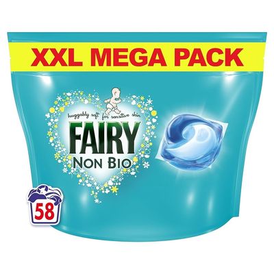 Fairy Non Bio PODS Washing Liquid Capsules, For Sensitive Skin, 58 Washes
