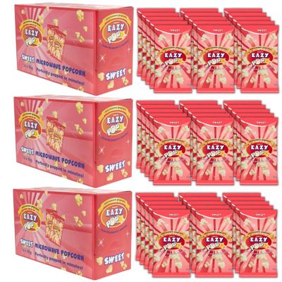 Microwavable popcorn kernels VEGAN, NO SUGAR (48 bags) - sweet butter salted pop corn - Eazy Pop Microwave popcorn (48 x 85g Sweet)