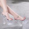 LIUGUISUOCHBH Women's Platform Ankle-Strap Chunky Heels Sandal Sexy High Heels-7 inch Heel-Pole Dancing Party Wedding Dress Shoes,Clear,2 UK view 4