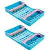Bceer-EU 2pcs Dental Sterilization Box Composite Resin Filler Spatulas Instrument Placing Case Disinfection Tray Rack Dentistry Tools(Size:L,Color:Blue) view 1