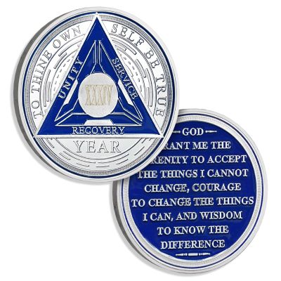 34 Years Sobriety Chips AA Coin Alcoholics Anonymous Medallion Sobriety Gifts for Men Women Recovery Chip Anniversary Token