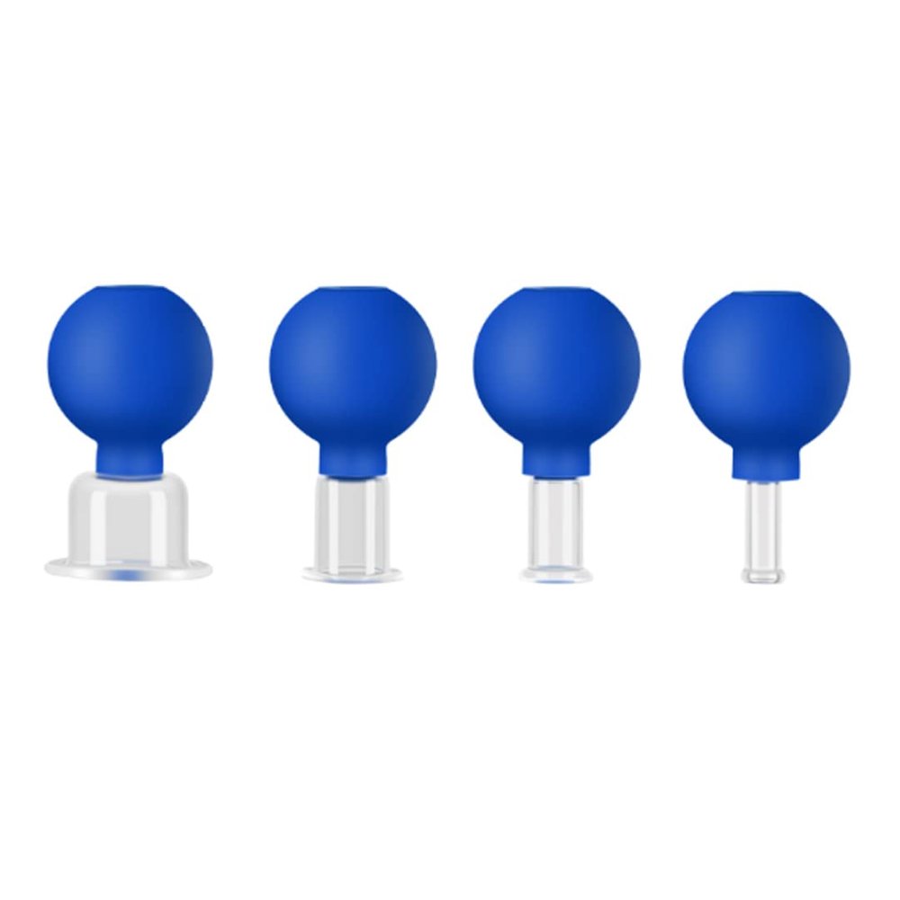 4 PCS Glass Facial Cupping Set,Silicone Vacuum Suction, Cupping Massage Therapy, a Kit for Anti Cellulite, Anti Wrinkle For Eyes, Face and Body Cupping Set