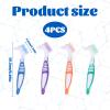 Denture Brush - 4 Pcs Double Bristle Head Toothbrush, False Teeth Brush for Cleaning Retainers (Blue, Purple, Green, Orange) view 2