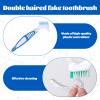 Denture Brush - 4 Pcs Double Bristle Head Toothbrush, False Teeth Brush for Cleaning Retainers (Blue, Purple, Green, Orange) view 3