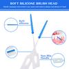 200-Count Silicone Interdental Brushes | Blue Dental Floss Sticks | Effective Plaque Removal | Gentle on Gums | Easy-to-Use Teeth Cleaning Tool | Includes Storage Box view 3